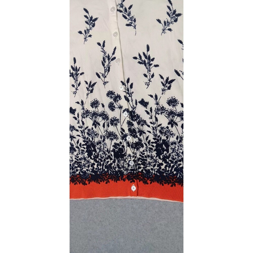 Talbots Contrast Hem Button Up Cardigan M Falling Floral Preppy Academia Classic - Picture 8 of 13